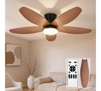 102CM Ventilatore a Soffitto,6 Velocità Ventilatore da Soffitto con Luce, Dimmerabile, Timer, 5 Pale Ventilatoro da con Luce e Telecomando per Soggiorno,Cucina,Camera da Letto, Ufficio (colore noce)