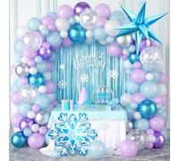 102PCS Palloncini Frozen, palloncini in foil per feste di compleanno per bambini, palloncini a fiocco di neve, decorazione per feste a tema Elsa e Anna