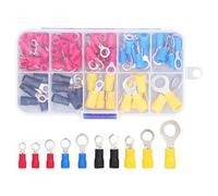 102PCS Terminale ad anello isolato 10 specifiche diverse Connettori a filo ignifugo RV1.25, RV2, RV3.5, RV5.5 Connettori a crimpare ad anello Kit assortimento