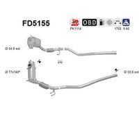 AS Filtro antiparticolato (FAP) FD5155 - 130 kW 177 CV per Audi Q3 8UB, 8UG 2.0 TDI quattro