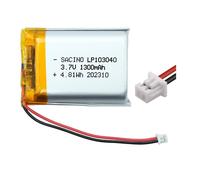 103040 3.7V 1300 MAH, Pcm , Jst PH1.25-2P Ricaricabile più Volte