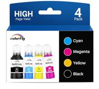 104 Inchiostro Cartucce Compatibile per Epson 104 EcoTank Multipack 4-Pack | Compatibili per Epson ET-2710 ET-2711 ET-2715 ET-2720 ET-2726 ET-2700 ET-2750 ET-2756 ET-2810 ET-3700 ET-3750 ET-4700 ET-4750