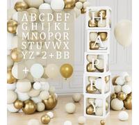 104 Scatole Baby Shower Decorazioni, 5 Scatole Trasparenti con 54 Letteres (2 set B+A-Z), 45 Palloncini Oro Bianco, Scatole Palloncini per Baby Shower, Decorazioni Compleanno Bimbo, DIY Nom, Battesimo