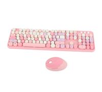 104 Tasti, Set Tastiera e Mouse Stile Macchina da Scrivere retrò Migliorato con Ergonomia Multimediale Wireless da 2,4 GHz per Casa e Lavoro, Connessione USB Risparmio (Tema rosa)