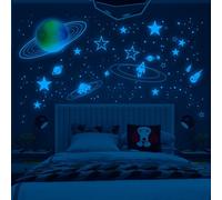 1044pz Adesivi Luminosi con Stelle Luna Arcobaleno e Razzo per Decorazione Paret