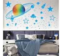 1044pz Adesivi Luminosi con Stelle Luna Arcobaleno e Razzo per Decorazione Paret