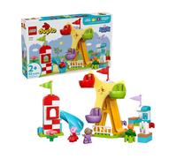 LEGO DUPLO Peppa Pig Luna Park - Gioco per la Motricità Fine per Bambini da 2 Anni - Ruota Panoramica, Scivolo, Bar e 3 Figure tra cui Candy Gatto e Danny Cane - Attività per Sviluppo Precoce - 10453