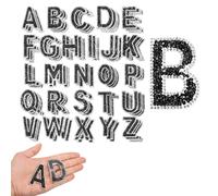 104pcs perlettere A-Z adesivi strass perline patch ferro, nero