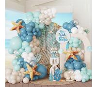 105/106 pezzi Set di arco di palloncini per il mondo sottomarino, include palloncini in lattice nei colori grigio-blu, rosa-verde, beige e bianco, oltre a palloncini a forma di stelle marine, adatto p