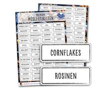 105 adesivi per cereali - rettangolari - Etichette per la casa per scrivere barattoli di conserve, barattoli e versamenti (nero/bianco)