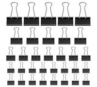 105 Pezzi Clip per Raccoglitori, 15 mm/ 19mm/ 25mm/ 32mm clip fermacarte in Metallo, mollette nere pieghevoli, Doppio FoldBack Binder Clips morsetti Carta, ideali per carta e documenti