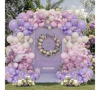 105 pezzi Palloncini a forma di farfalla e fiocco, palloncini in lattice e foil rosa, viola e lavanda, adatti per matrimoni, San Valentino, addii al nubilato, anniversari, bambini, bambine, festa di n