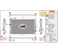 106.209 AHE Radiatore, Raffreddamento motore per CITROËN,PEUGEOT
