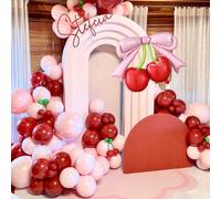 106 palloncini in lattice rossi e rosa pastello con palloncini a forma di ciliegia per decorazioni di compleanno a tema ciliegia, decorazioni per feste a tema frutta, bomboniere per matrimoni, decoraz