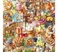 106 pezzi Adesivi trasparenti in PET per cucina e cibo, decalcomanie di utensili da cucina in acquerello e pasti deliziosi, ideali per junk journal, scrapbooking, artigianato in resina, decorazione di