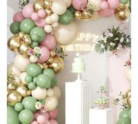 106 pezzi Kit arco di palloncini verde e rosa, include palloncini bianchi, beige, oro e pastello, adatto per festa di nascità, matrimonio, festa di compleanno boho forest, ritorno a scuola, decorazion