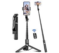 106cm Bastone Selfie, Selfie Stick Estensibile in Alluminio con Telecomando Bastone Selfie Treppiede Rinforzato e Stabile Rotazione a 360° Compatibile con Android e iPhone Telefono (Nero)