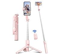 106cm Bastone Selfie, Selfie Stick Estensibile in Alluminio con Telecomando Bastone Selfie Treppiede Rinforzato e Stabile Rotazione a 360° Compatibile con Android e iPhone Telefono (Rosa)