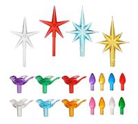 106pz Ricambio di Albero Natale Luci, Lampadine di Ricambio per Alberi di Natale in Ceramica Multicolore con Stella Ornamenti a Forma di Uccello Decorazioni Natalizie per Alberi in Ceramica