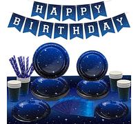 107 pezzi decorazioni per feste spaziali forniture per galassia spaziale tra cui banner piatti tovaglioli tazze tovaglia a tema galassia per ragazzi e ragazze accessori per il buon compleanno serve 20