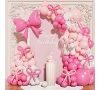 107 pezzi Set di ghirlande di palloncini con fiocco rosa per feste a tema farfalla, adatte per compleanni, tè, nastri, maschietti, femminucce, bambini, festa di nascità, rivelazione del sesso, matrimo