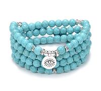 108 Bracciale Mala Preghiera Meditazione Perline Collana con il malocchio Charm Good Luck Yoga Jewellery (Turchese verde (Green Turquoise))