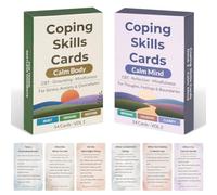 108 carte di abilità di coping Calm Body & Mind - CBT, Mindfulness, Therapy | Carte per la cura di sé, con 6 temi per alleviare lo stress e l'ansia, strumenti di terapia somatica per adulti, adolescenti