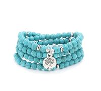 108 perle di pietra Mala fatte a mano con ciondolo albero della vita - da indossare come collana o braccialetto (Turchese verde (Green Turquoise))