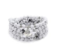 108 perle di pietra Mala fatte a mano con ciondolo albero della vita - da indossare come collana o braccialetto (Howlite)