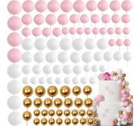 108 Pezzi Topper Foam Ball Torta,Decorazioni Torta Compleanno Cake Topper Palline per Matrimonio Compleanno Shower (rosa)