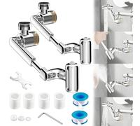 1080° Rotating Faucet Extender with Upward Facial Mist, 4 Water Modes & Built-In Filter, Universal Sink Aerator for Hand, Hair & Face Washing - Brass Robotic Arm for Bathroom & Kitchen (2pcs)