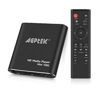 1080p Lettore Multimediale HDMI, Mini HD Media Player con Telecomando | Lettore multimediale per TV, compatibile con MKV e RM, con ingresso USB (128 GB), HDD (8 TB) e Scheda SD, nero
