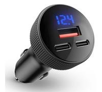 108W Caricabatteria Auto USB C con Voltmetro LED, [Doppia PD+QC3.0] Accendisigari Adattatore, 3-Porte Accendisigari USB DC12-24V, con iOS, Android, Samsung, Tablet e Tutti gli Smartphone