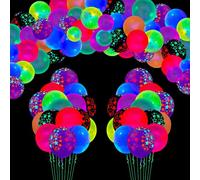 109 confezioni di palloncini UV al neon luce nera reattiva, stelle fluorescenti in lattice, palloncini leggeri e al neon, accessori per feste luminosi, luci al buio