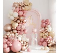 109 pezzi Kit arco di palloncini rosa, set di ghirlanda ad arco di palloncini rosa antico, avorio e oro rosa con palloncini coriandoli, adatto per compleanni di bambini in stile boho, festa di nascità