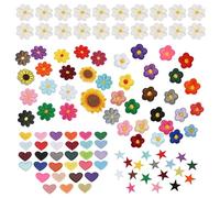 109 Toppe Termoadesive da Cucire - 18 Toppe + 22 Fiori + 31 Cuori + 18 Fiori Misti + 20 Piccole Margherite - Applicabili Con Ferro da Stiro
