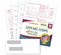 1099-NEC - Moduli fiscali per il 2020, 4 parti, kit fornitore di 50 moduli laser e 50 buste autoadesive, moduli progettati per QuickBooks, TFP e altri software contabili