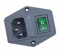 10A Fuse!Red Yellow Green Blue Black Rocker Switch Fused C14 IEC320 Inlet Power Socket Fuse Switch Connector (Color : Green, Size : 4PIN_1PCS)