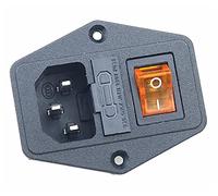 10A Fuse!Red Yellow Green Blue Black Rocker Switch Fused C14 IEC320 Inlet Power Socket Fuse Switch Connector (Color : Yellow, Size : 4PIN_1PCS) Controls Switches