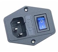 10A Fuse!Red Yellow Green Blue Black Rocker Switch Fused C14 IEC320 Inlet Power Socket Fuse Switch Connector (Color : Blue, Size : 4PIN_1PCS) Controls Switches