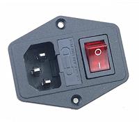 10A Fuse!Red Yellow Green Blue Black Rocker Switch Fused C14 IEC320 Inlet Power Socket Fuse Switch Connector (Color : Red, Size : 4PIN_1PCS)