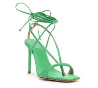 WOkismD 10CM/3.93IN Strap-On Sexy Tacchi Alti per Le Donne Piazza Toe Open Toe Strappy Stiletto Sandali,Verde,42 EU