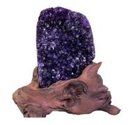 10cm Uruguayan Deep Purple Amethyst Geode Raw Crystal Cluster for Home Decor, Feng Shui, and