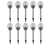 10er Set Acciaio Inox LED Lampade Solari Sfera Illuminazione da Giardino
