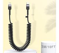 10FT Coiled USB C al cavo di fulmine per auto, iPhone Coiled Lightning Cable Cable DATA USB DATA CHARGER ADATTATORE CONNETTORE CONNETTORE PER IPHONE 13/12/Pro max /11/ XS/XR/X/8/8 PLUS/Pad/Pod