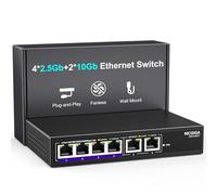 10Gbe Ethernet Switch non gestito con 2 porte 10Gb RJ45 ➕ 4 porte 2.5Gb Base-T, montaggio su tavolo/parete Switch di rete NICGIGA 6 porte da 10Gbps per AP wireless, NAS, PC