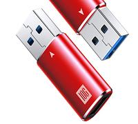 [10Gbps] Adattatore da USB 3.1 A a USB C, 2 Pacchi Adattatore da USB C Femmina a USB Maschio per iPhone 15 14 13 12 Plus Pro Max, Samsung Galaxy S23, Auricolari Type-C, Quest Link- Rosso