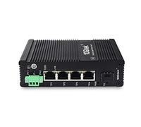 10Gtek 5-Port Industrial DIN-Rail Ethernet Switch Hutschiene, IP40, 1x Gigabit SFP Slot mit 20-km SFP Transceiver, G0104i, DIN-Rail Mount（Power Supply is Not Included）