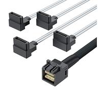10Gtek 6G Internal MiniSAS HD SFF-8643 to 4X SATA 7pin Hard Disk Data Server Raid Cable, dritto a destra angolo, 0,5-m