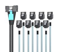 10Gtek MCIO 8X SFF-TA-1016 to 8x SATA, Mini Cool Edge IO Host/RAID to SATA Target HD, 1m(3.3ft)